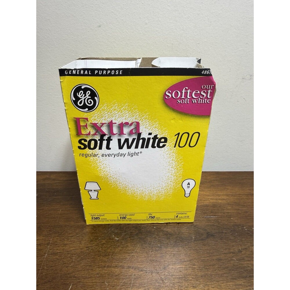 GE Extra Soft White 100W Bulbs (4 Pack), Collector’s Item, A19, Old School Bulbs